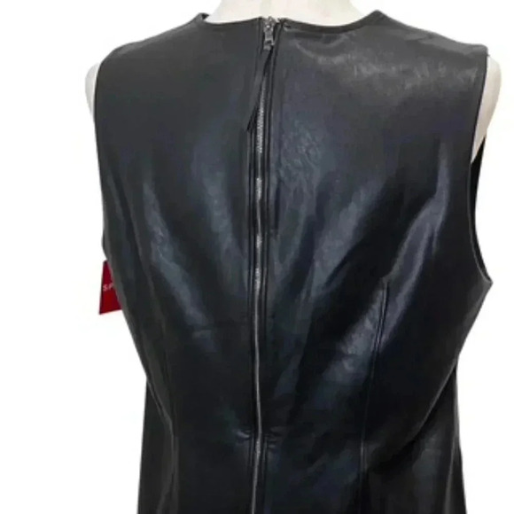 NEW Spanx Leather Like Sleeveless Sheath Dress Black‎  Women’s Size large NWT - Picture 7 of 13